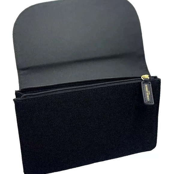 Giorgio Armani Matte Black Clutch Bag with Interior Zipper - New - Picture 3 of 15